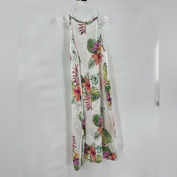 Lungo L’Arno white tropical 100% linen dress size medium midi maxi - Picture 3 of 12
